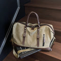 Vintage Canvas Casual Weekend Bag Travel Tote Bag Portable Large Capacity Duffel Bag With Shoe Compartment Crossbody Luggage Bag