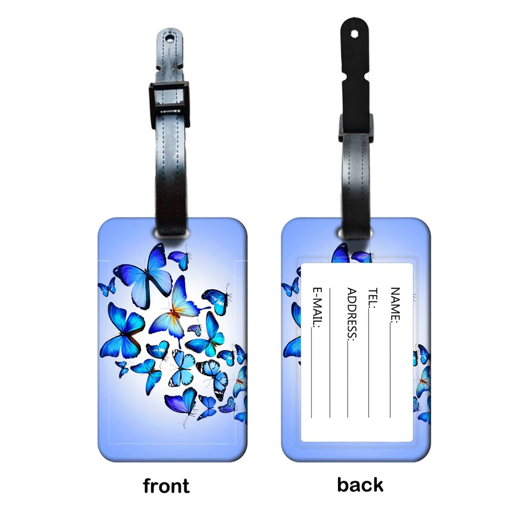HOT SALE Butterfly Business Luggage Tag Suitcase Address Label Luggage Boarding Case Label Name ID Address Clip