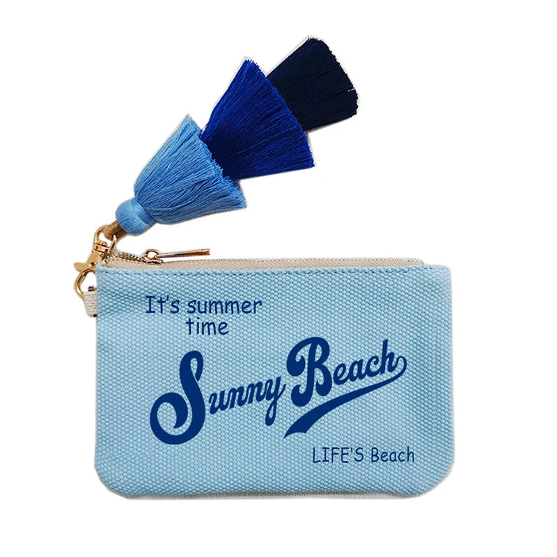 Customizable Letter Purse Leisure Personality Tassel Design Canvas Cotton Women's Clutch Office Gifts Beach Wallet iPhone Bag