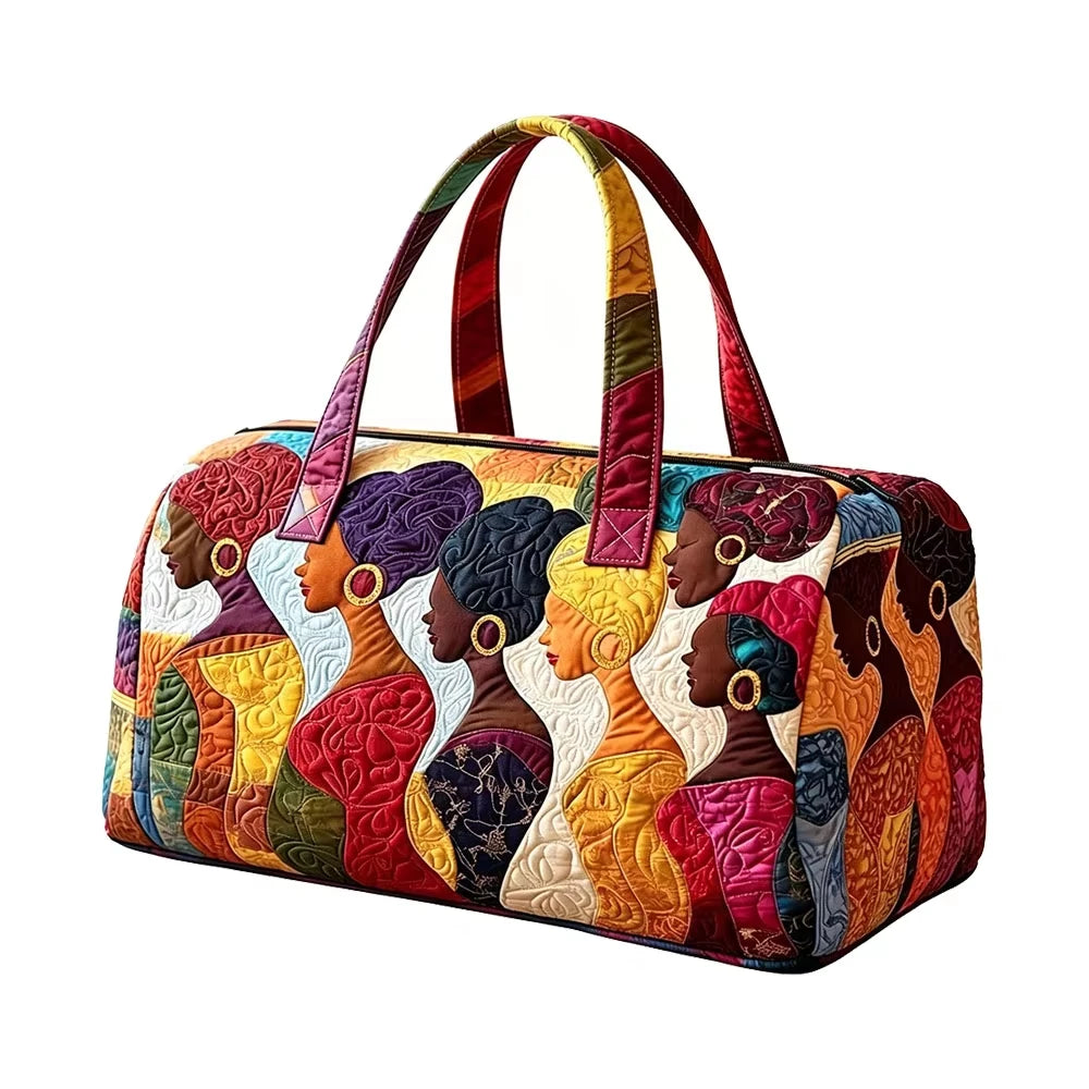 Afro Art Print Quilted Duffle Bag Large Capacity 3D Quilting Craft Travel Duffel Bag Tote Bags Short-distance Handbag