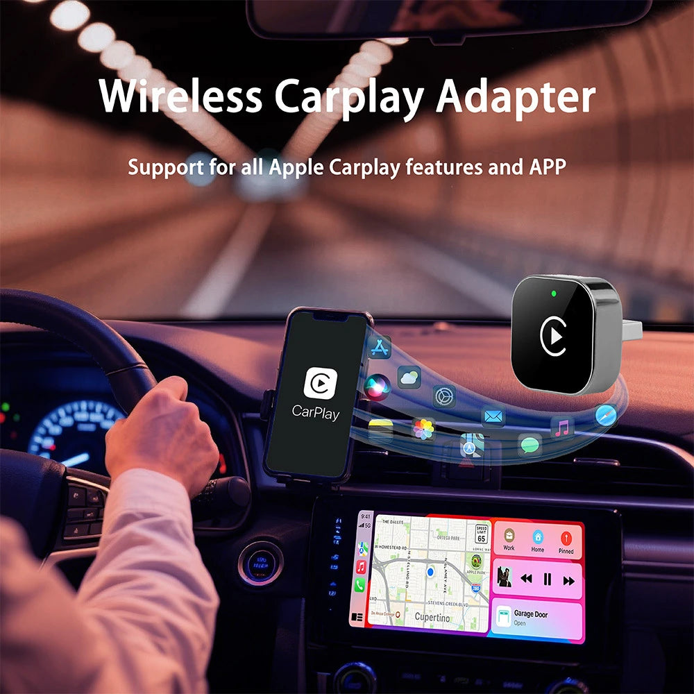 Upgraded  Wireless CarPlay Adapter for Apple IPhone Android Small Size Plug and Play Fast and Stable Connection Wireless