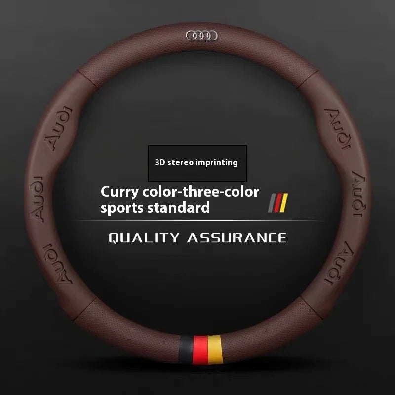Car Steering Wheel Cover for Audi ABT A1 A2 A3 A4 A5 A6 A7 A8 Q2 Q3 Q4 Q5 Q7 Q8 TT RS3 RS4 RS5 RS6 RS7 S3 S4 S5 S6 S7 S8 S Line