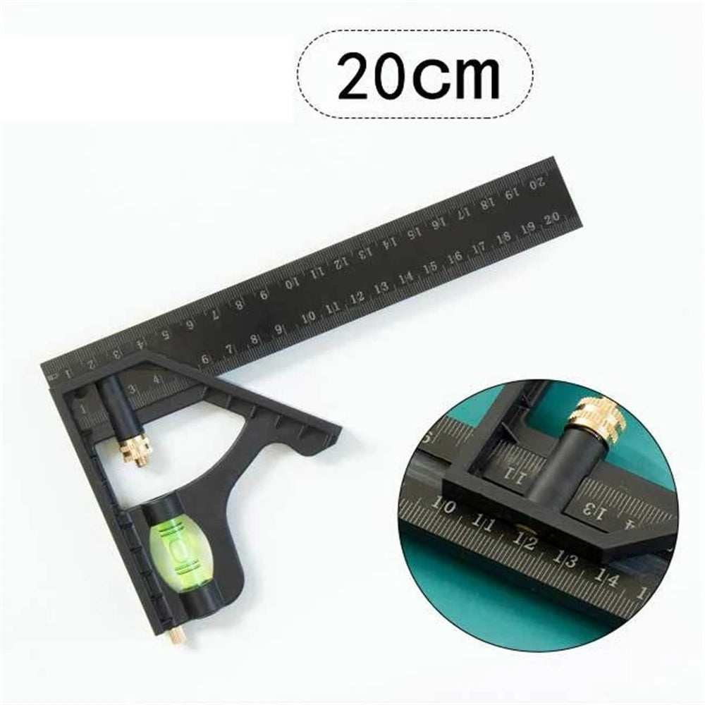 15cm/20cm Adjustable Combination Right Angle Ruler 45 / 90 Degree with Bubble Gauge Measuring Tools Levelling Instrument