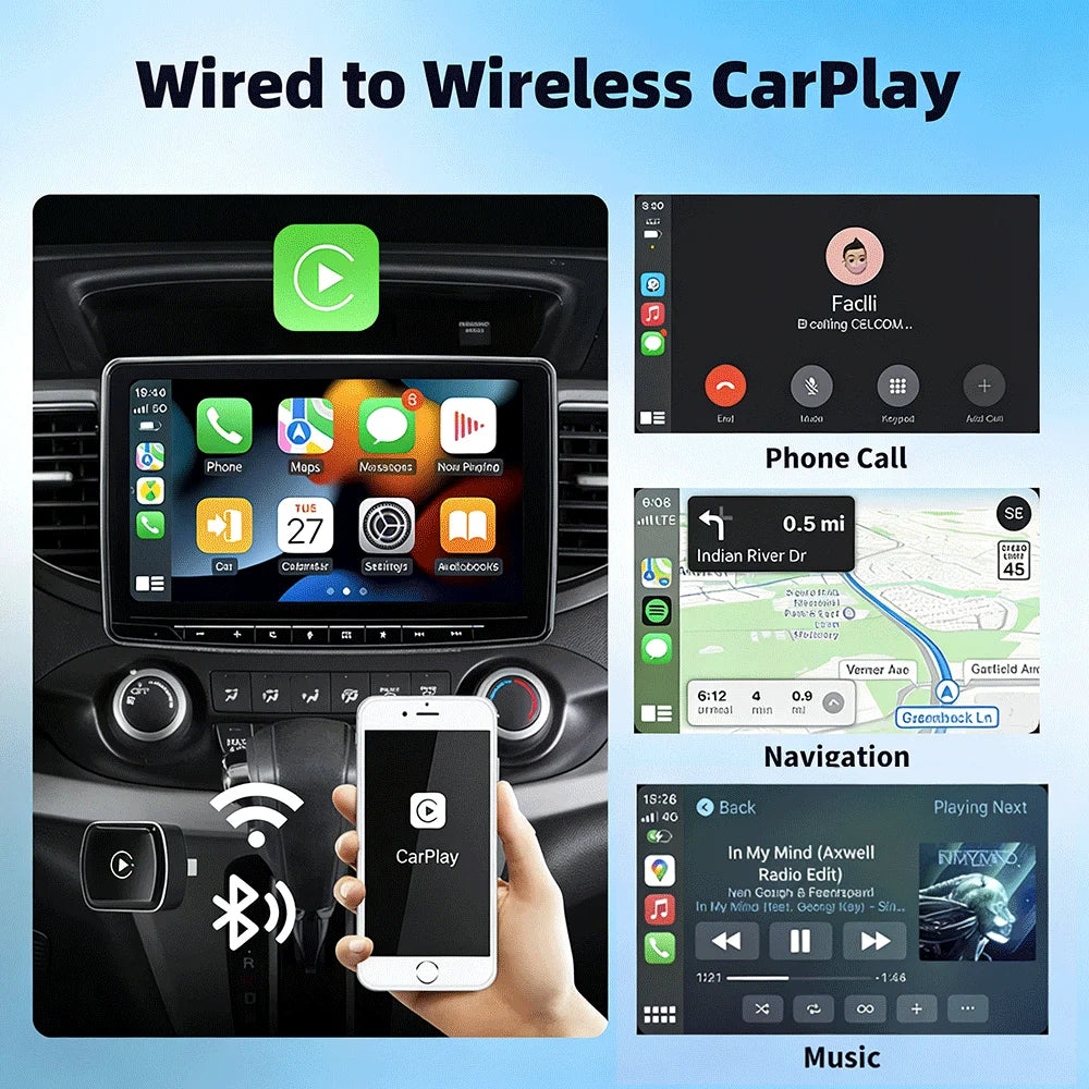 Wireless CarPlay Adapter 2026 Upgrade, Plug and Play, No Latency, Converts Factory Wired to Wireless, Compatible with iPhone 6+