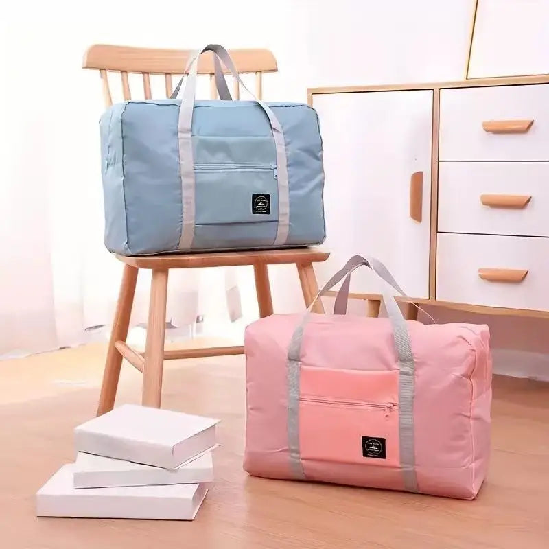 Foldable Travel Duffle Bag Large Capacity Nylon Carry On Handbag Lightweight Multifunctional Storage Tote for Airplane Weekend