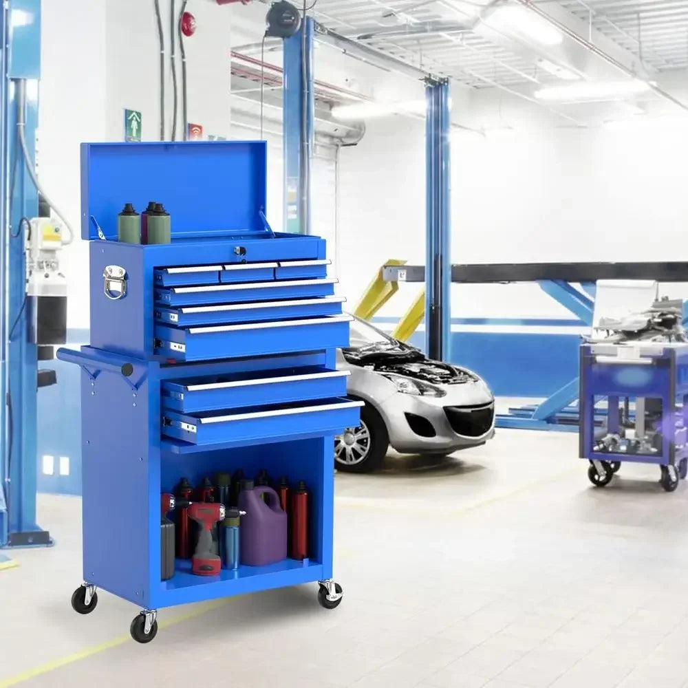 Heavy-Duty Rolling Tool Chest with Removable Cabinet, Lockable Storage Box for Workshops and Garages