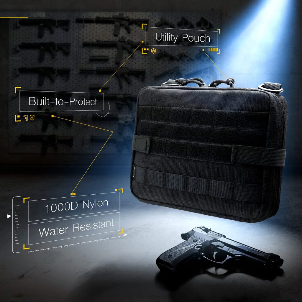 Tactical Molle Admin Pouch, Material Semi-Hidden Zipper Tough Nylon EDC Utility Pouches Tools Bag EMT Utility Map Pocket
