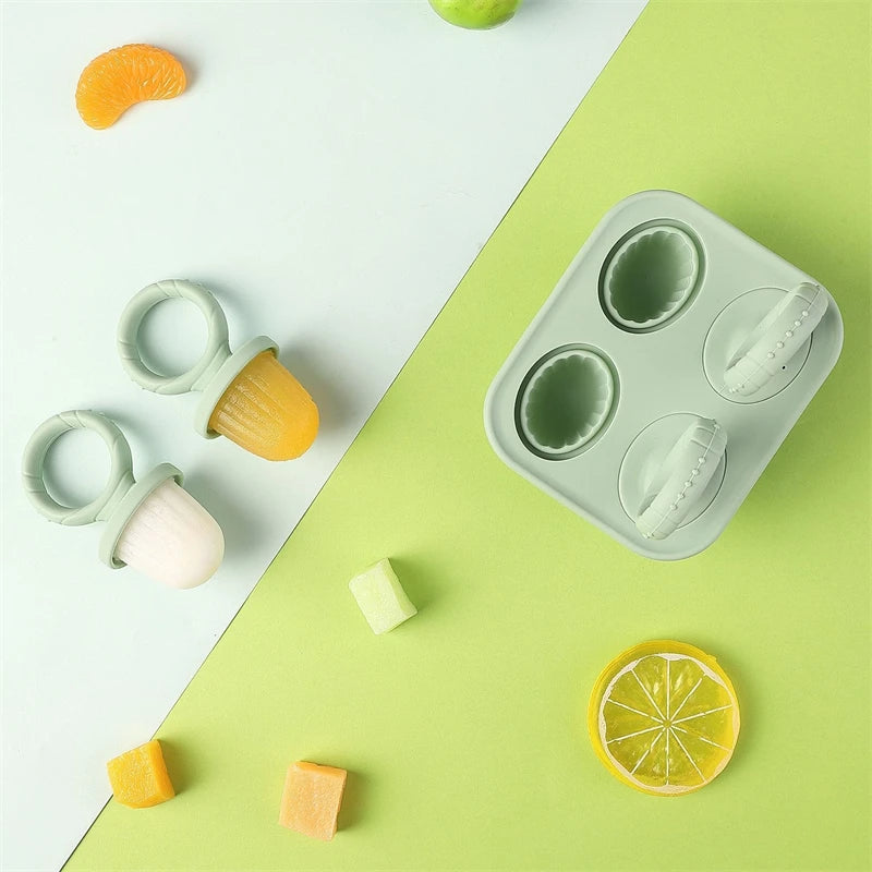 4/6 Cavity New Baby Teething Ice Cream Stick Mold Perfect for Freezing Milk Homemade Popsicles Summer Kitchen DIY Ice Cream Mold