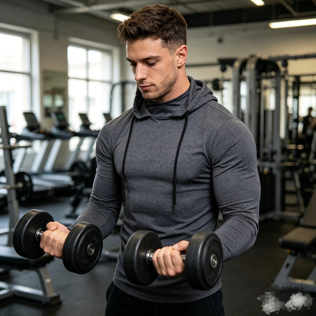 2026 Men's Spring Autumn Gym Thin Hoodie with Mask Casual Splice Large Mask Hooded Sweatshirt for Cycling motorcycle And Fitness