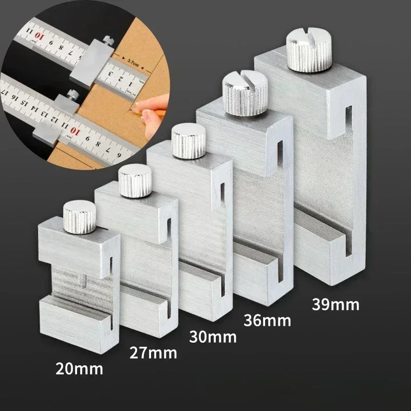Woodworking Ruler Positioning Adjuster Scribing Locator Ruler Stop Fences Scribing Steel Ruler Positioning Block