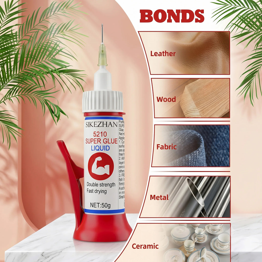 5210 Industrial Super Glue 50g High Viscosity Fast Bond Liquid Adhesive Precision Needle Tip Wood Metal Shoe Heavy Duty Repair