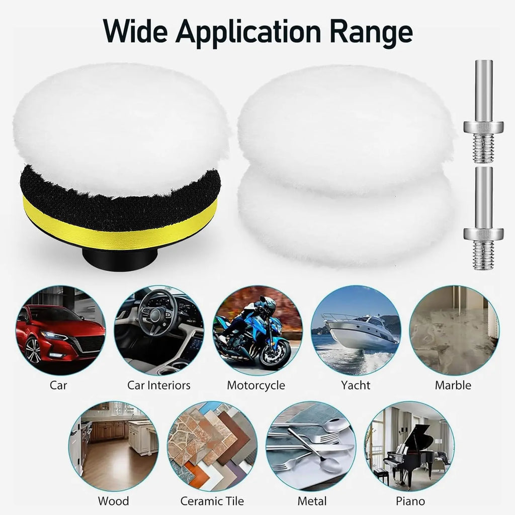 3 Inch Car Foam Drill Polishing Pad Kit 12 Pcs Sponge Pads Wool Buffing Polishing Pad for Car Polishing Waxing Cleaning
