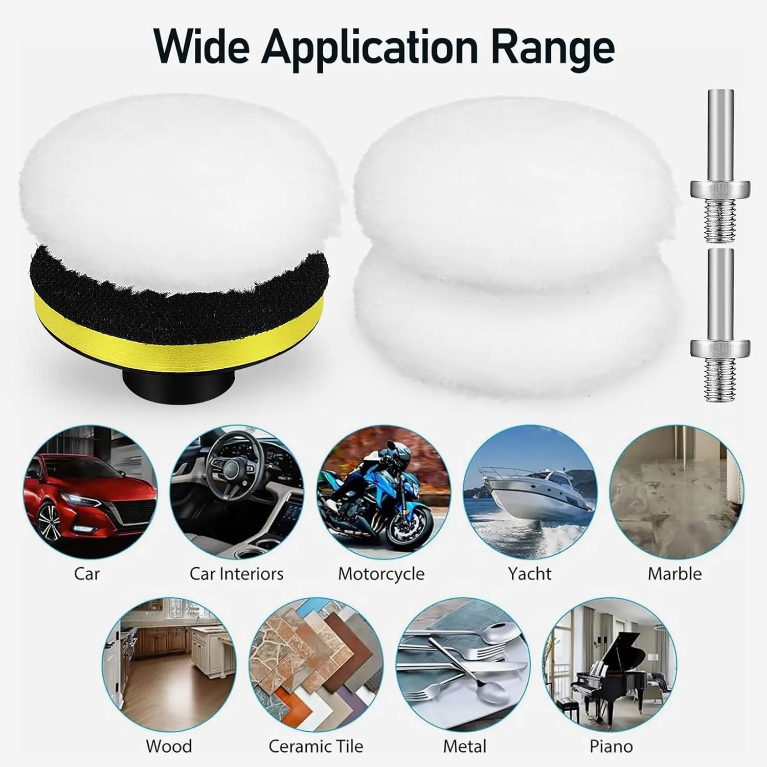 3 Inch Car Foam Drill Polishing Pad Kit 12 Pcs Sponge Pads Wool Buffing Polishing Pad for Car Polishing Waxing Cleaning