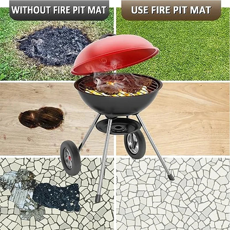 Outdoor Fireproof Cloth Heat Resistant Fabric Fiberglass Mat with Storage Bag for Camping Grill Picnic Barbecue Flame Protector