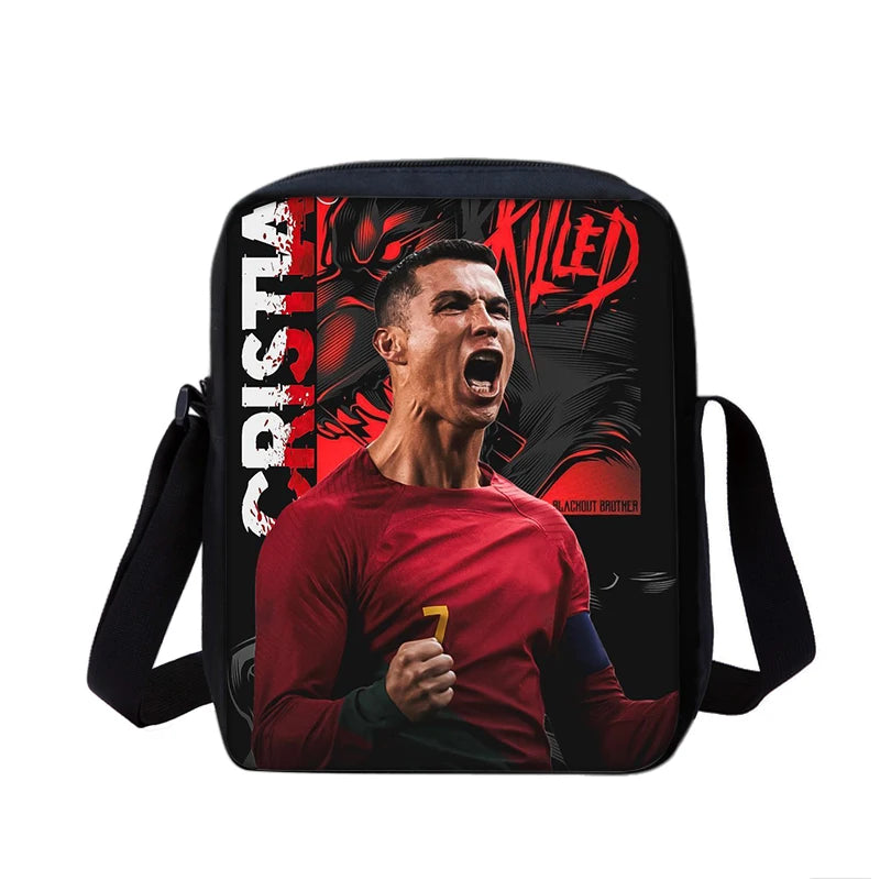 CR Boys Girls School Bags Phone Bag Football Star Shopping Bag Best Gift Printed Ronaldo Shoulder Messenger Bag Handbag