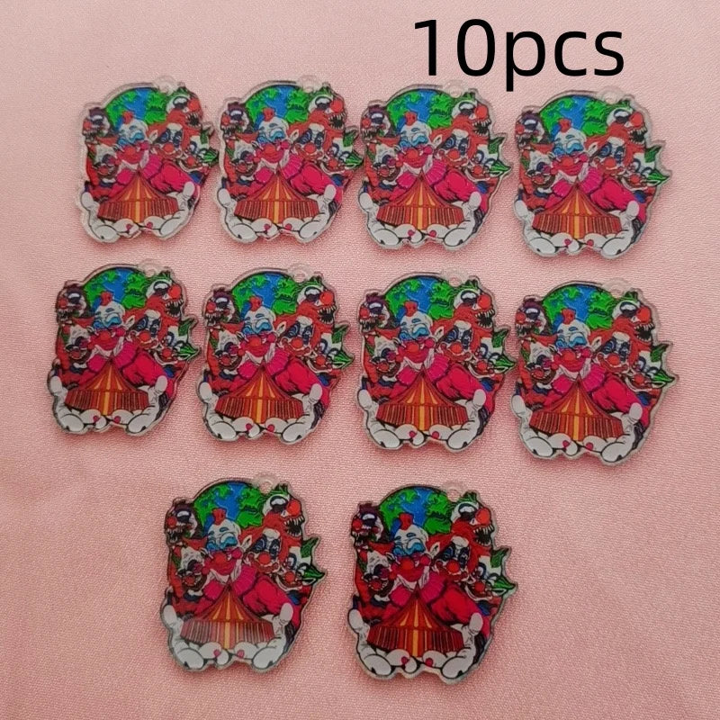 10pcs acrylic cartoon clown pendant, DIY jewelry accessories, jewelry making earrings, necklaces, keychains