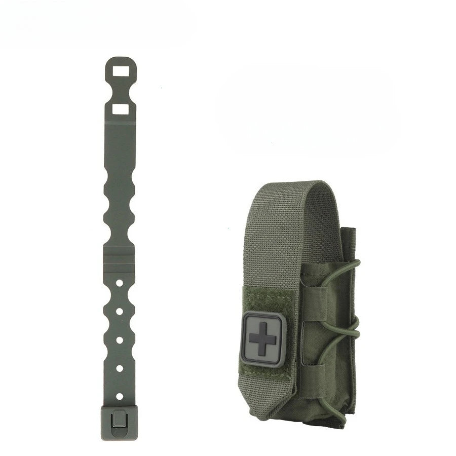 Molle Tourniquet Holder IFAK TQ Holder Tactical Medical Pouch Holster First Aid Kit Cross Patch/Bungee Cord With Tourniquet