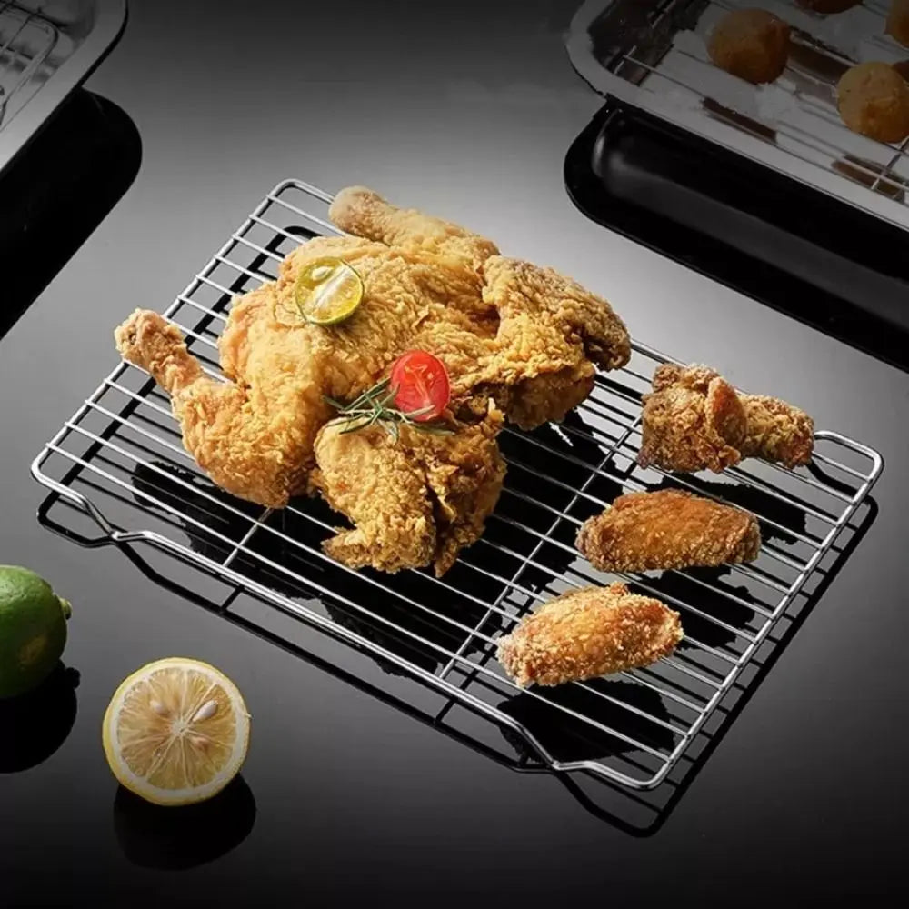 New Stainless Steel Cooling Rack Non-stick Silver Baking Tray Barbecue Cooking Mesh Shelf
