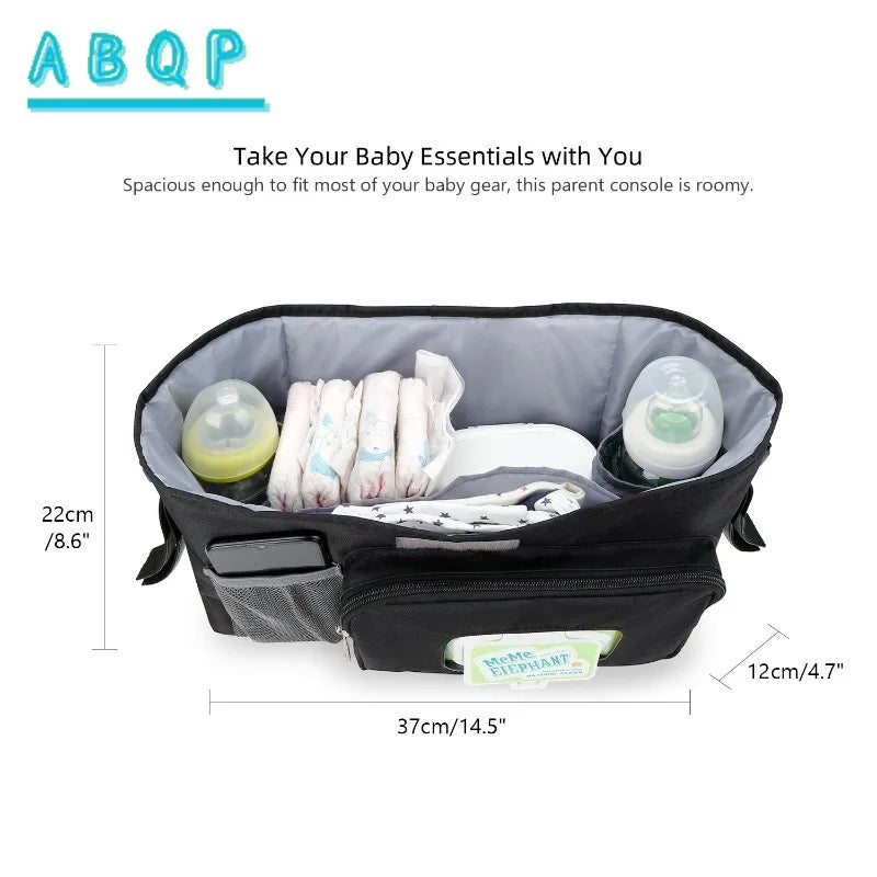Baby Stroller Hanging Bag Large Capacity Portable Baby Travel Supplies Storage Bag Multifunctional Fashionable Baby Stroller Bag