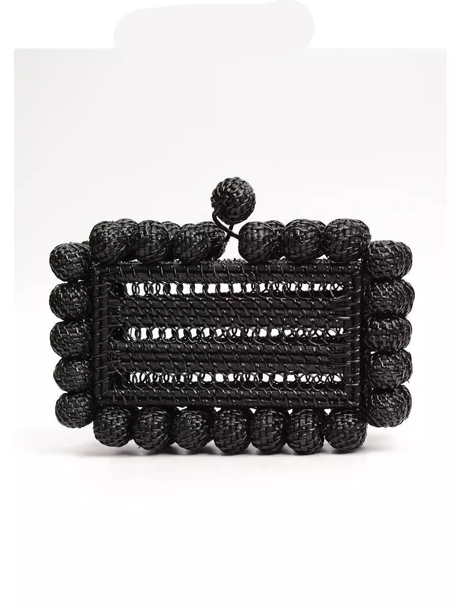 Women cane bag Rattan clutch Bag For luxury Wedding Party Purse summer beach Wicker Handbag Designer 2024 new