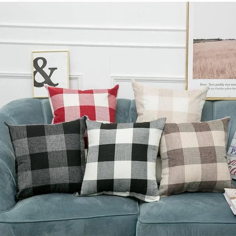 6 Colors Comfortable Sofa Cushion Cover Plaid Pattern Pillow Case Cover European Modern Pillow Cushion Cases  for Home Bed,Sofa