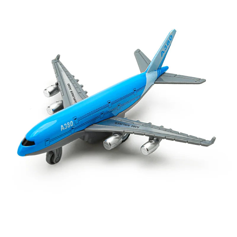 2Pcs Children Simulation Alloy Pull Back Airplane Toys Model Boys Gift Desktop Ornament Inertia Airplane Airliner Toys
