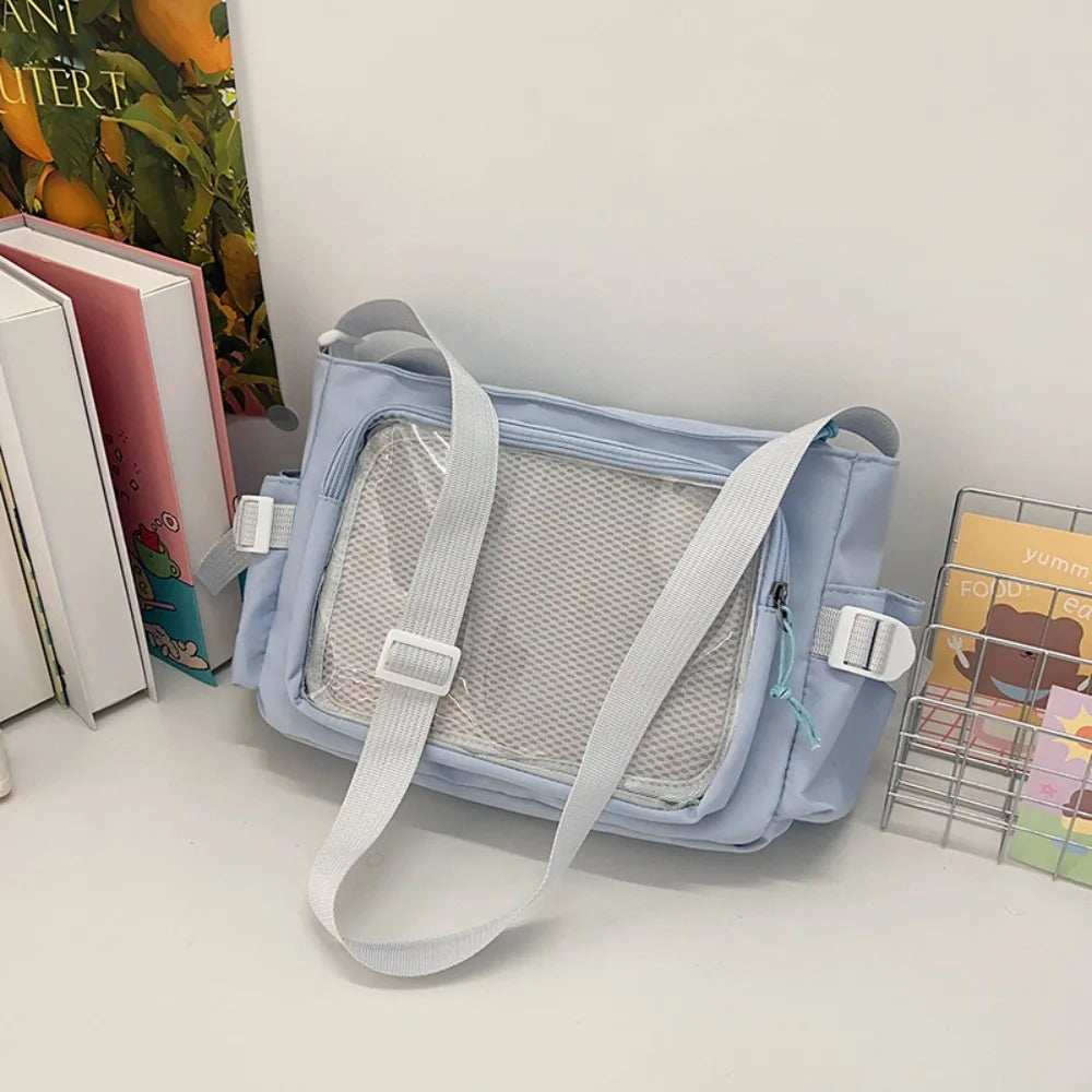 Zipper Bag Solid Color Itabag Nylon Cotton Doll Bag Transparent Bags Wallet Idol Merchandise Storage Shoulder Bag Gift