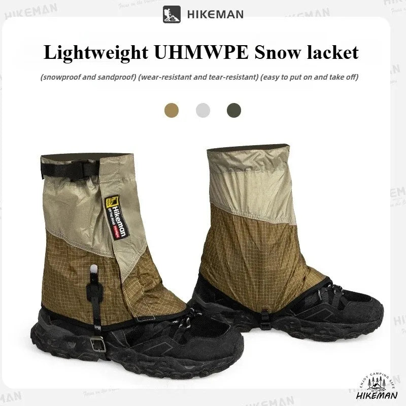 HIKEMAN 20D+UHMWPE Outdoor Hiking Gaiters Windproof Large Leg Covers for Camping Skiing Mountaineering and Desert Trekking