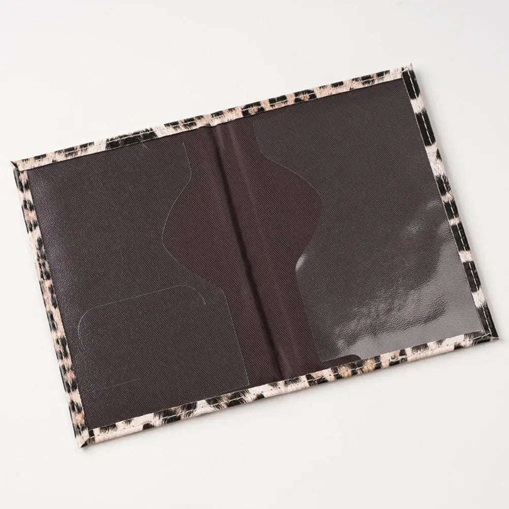 Leopard Print PU Leather Passport Cover Holder  Travel Accessories Set Slim Wallet Ultra-thin Cardholder Pouch ID Card Slot