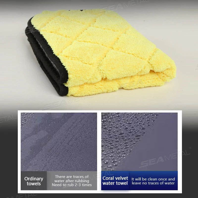 SEAMETAL Thicken 800GSM Car Washing Towel Ultra Soft Scratch-Free Cleaning Towel 2-Sided High Abosorbent Drying Cloth Clean Rag