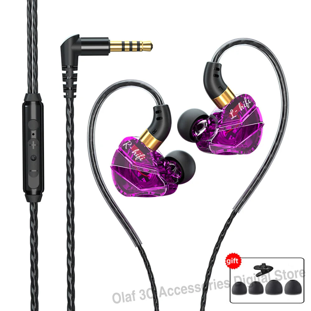 OLAF Gaming Headset Wired Earphones 3.5mm Cable Headphones Handsfree Bass Stereo Sports Earbuds DAC Type-C For iPhone 15 Samsung