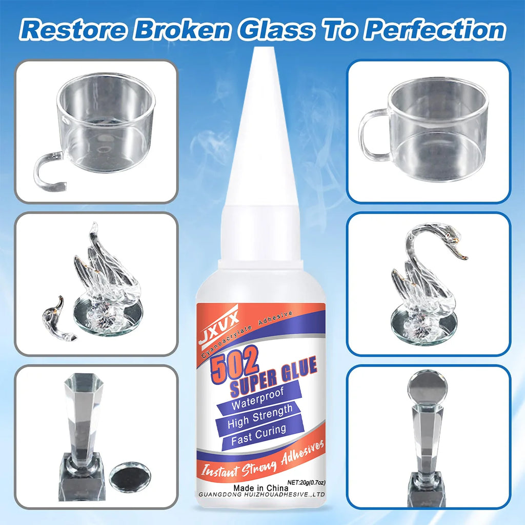 502 Liquid Super Glue for Metal, 20g Clear Instant Thick CA Glue for Stainless Steel Aluminum DIY Crafts and Repairs, Fast Drying High Strength All Purpose Permanent Professional Cyanoacrylate Adhesives.