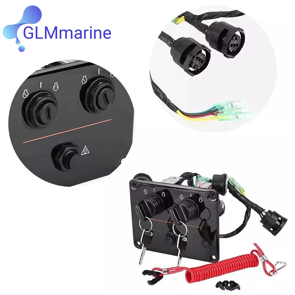6K1-82570-08 Dual Lgnition Key Switch Assembly Panel For Yamaha Outboard Control  6K1-82570-13-00