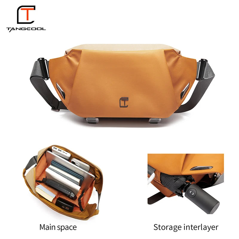 TANGCOOL Adjustable Strap Crossbody Sling Bag Multi Layer Pocket Waterproof Outdoor Daily Shoulder Messenger Bag