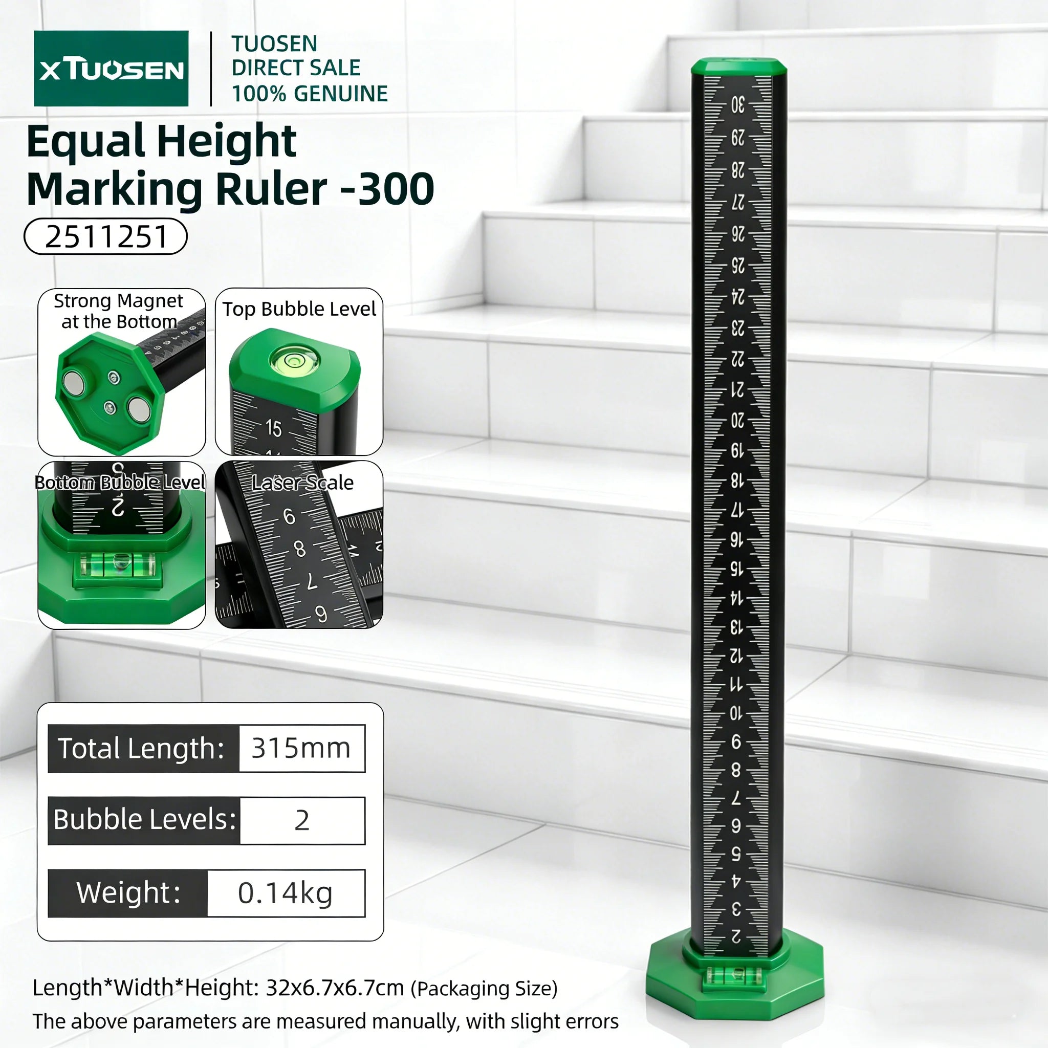 Tile Leveling Ruler High Gauge Marking Scale Measuring Tool for Tile Installation and Alignment