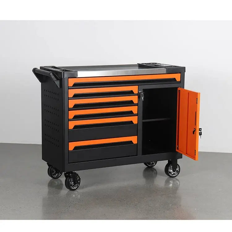 Lockable Steel Toolbox Heavy Duty Cabinet With Door For Auto Repair Workshop Rolling Trolley Tool Chest With Wheels OEM Support