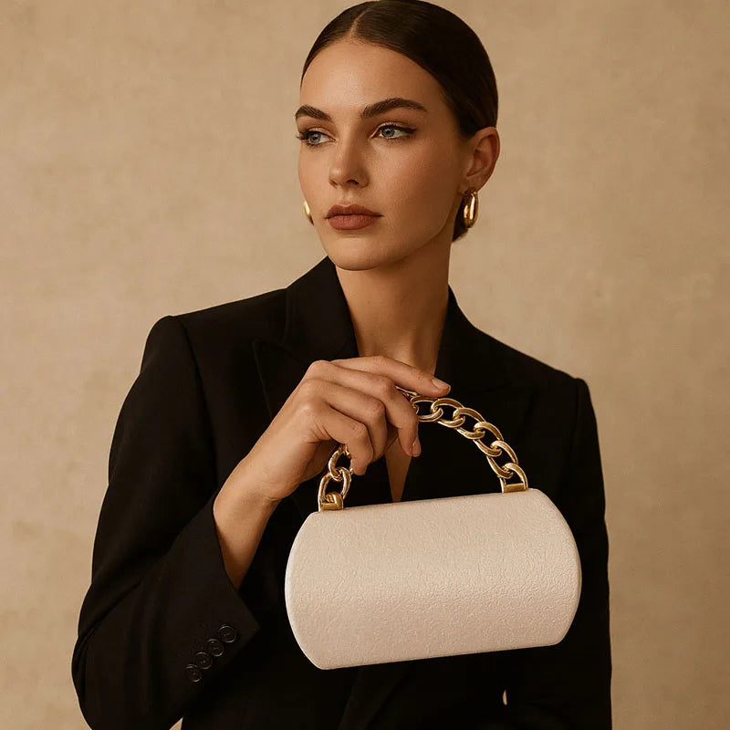 Luxury Gold Metal Buckle Box Clutch Fashion Women's Evening Bag Party Banquet CrossbodyBag Half Moon Wedding Purses Party Tote