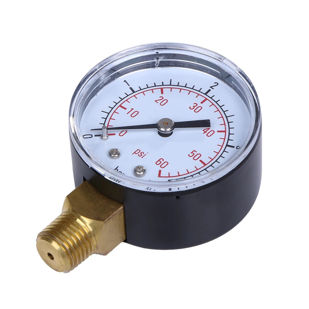 50mm 0-60 PSI Pool Filter Pressure Gauge 1/4 NPT Bottom Mount Spa/Pool/Aquarium Water Pressure Gauge Manometer