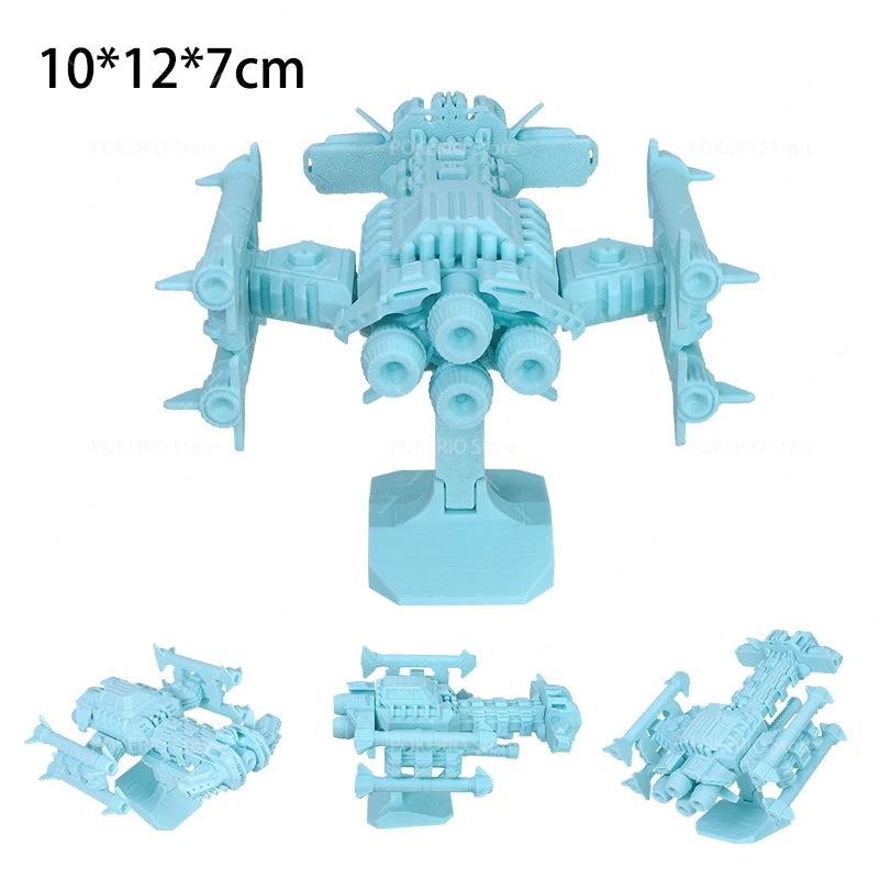 Mini War Machine Mecha Fighter Jet Series 3D Printed Starship Attack Helicopter Flutter Drone Movable Joints Assemble Models Toy