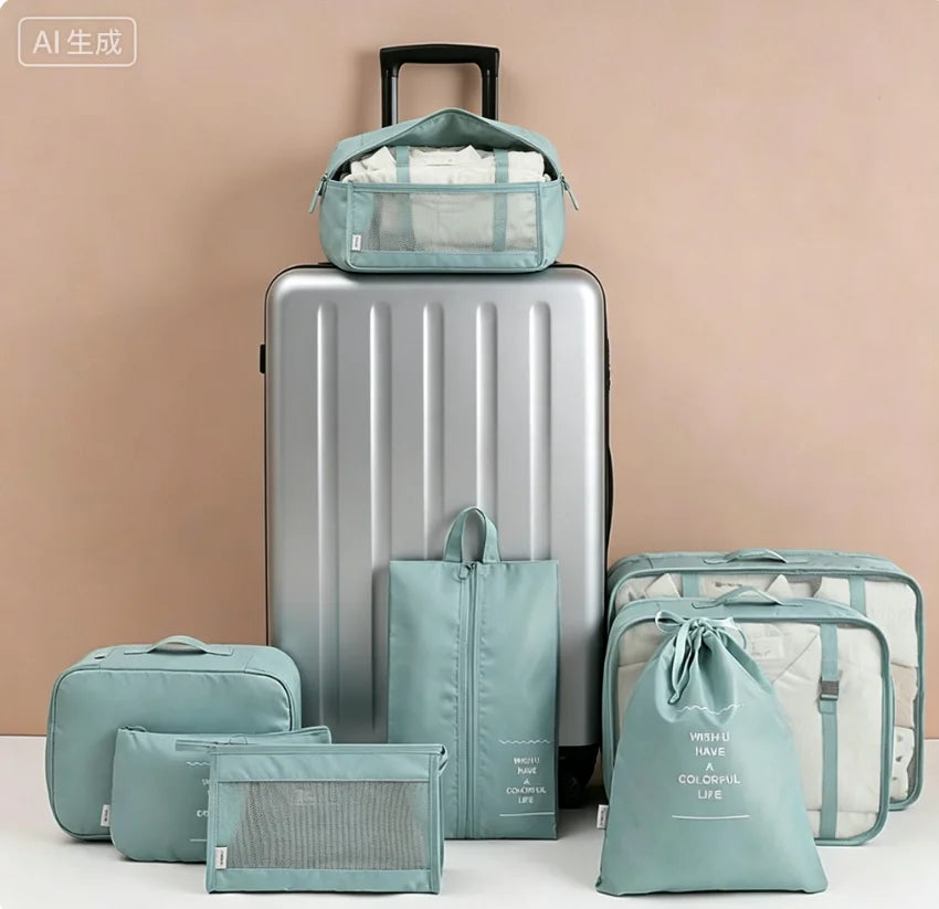 8 Set Packing Cubes for Suitcases Travel Luggage Packing Organizers Underwear Storage Bag Organizer Bag Set for Man and Women