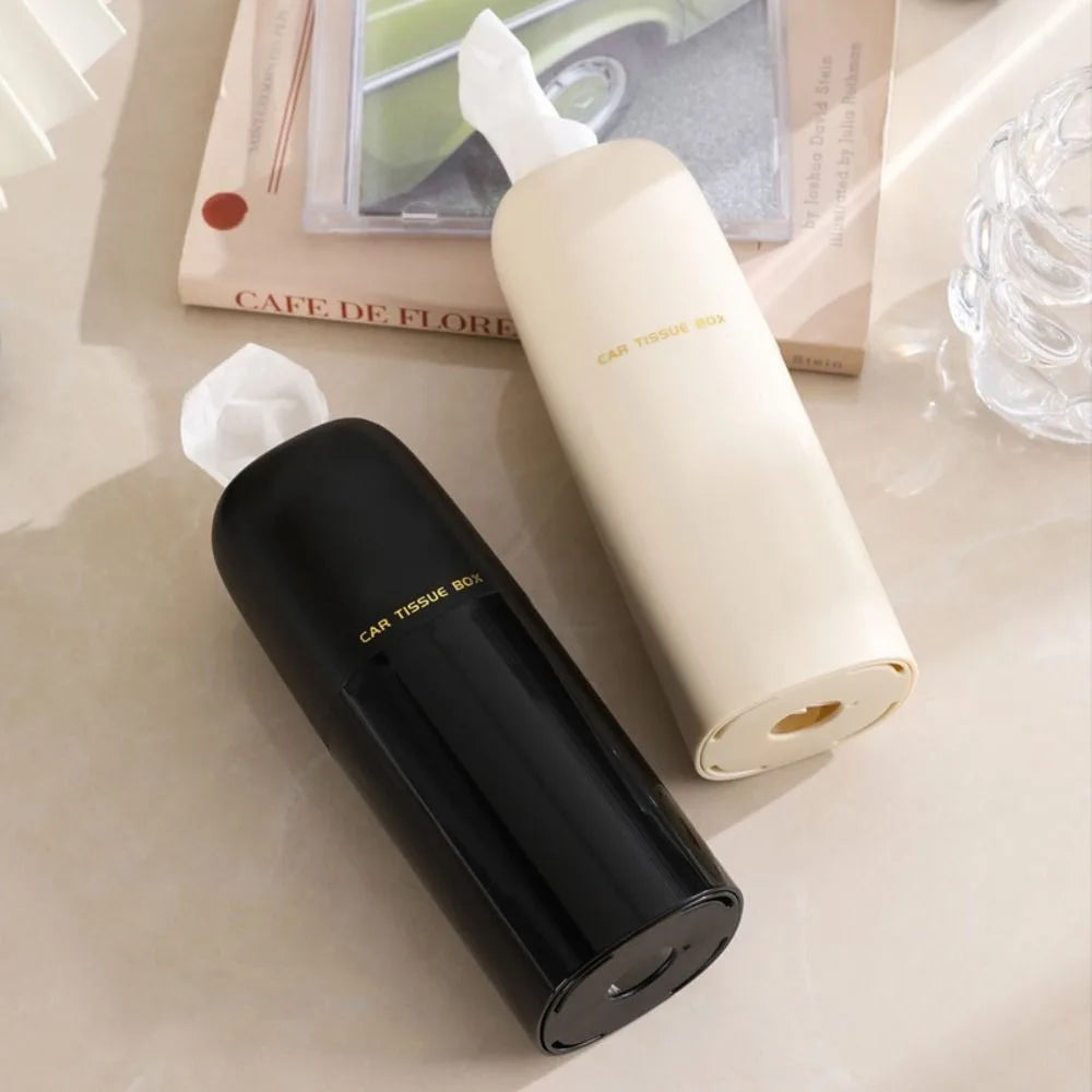 Refillable Car Tissues Cylinder Tissue Dispenser Cup Holder Round Tube Tissue Container Space-saving Large Capacity