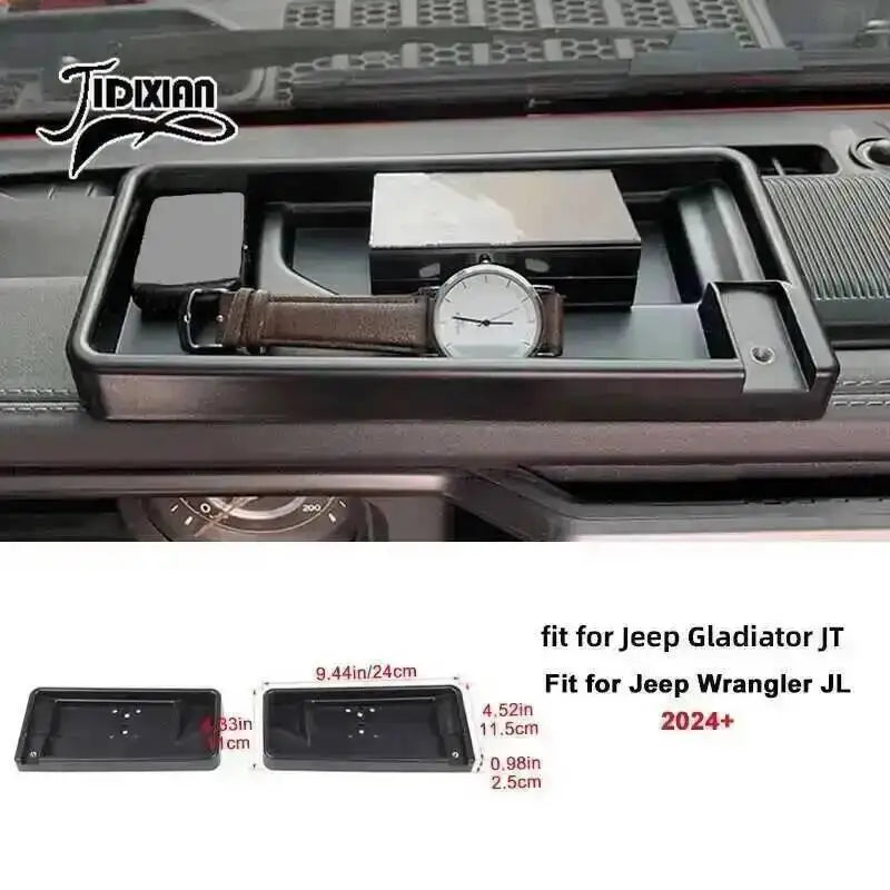 JIDIXIAN for Jeep Wrangler JL 4Xe for Gladiator JT 2018 2019 2020 2021 2022 2023 2024 2025 Dashboard Phone Holder Storage Box