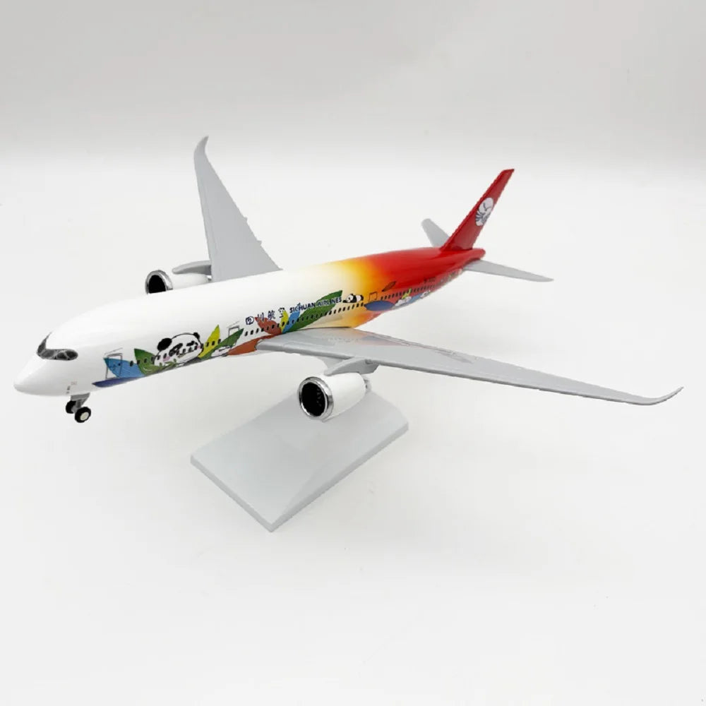 30cm A350 Sichuan Airways Diecast Airplane Toy 1/250 Scale Plane Resin Aircraft Models With Wheels & Lights Kids Collection Gift