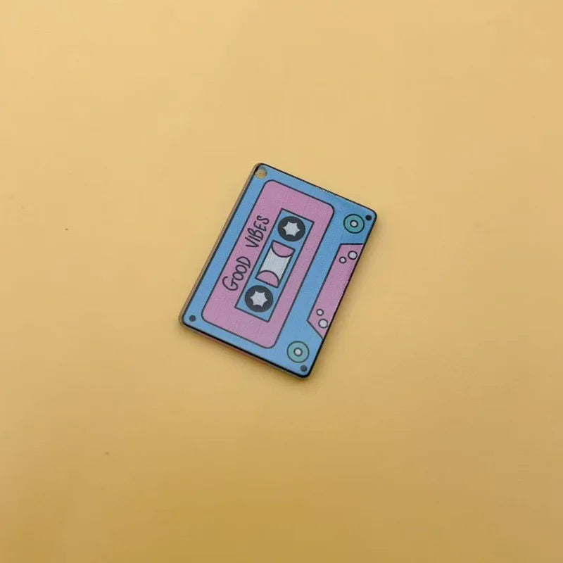 10pcs music style cassette DVD burner double-sided printing acrylic jewelry DIY pendant necklace accessories