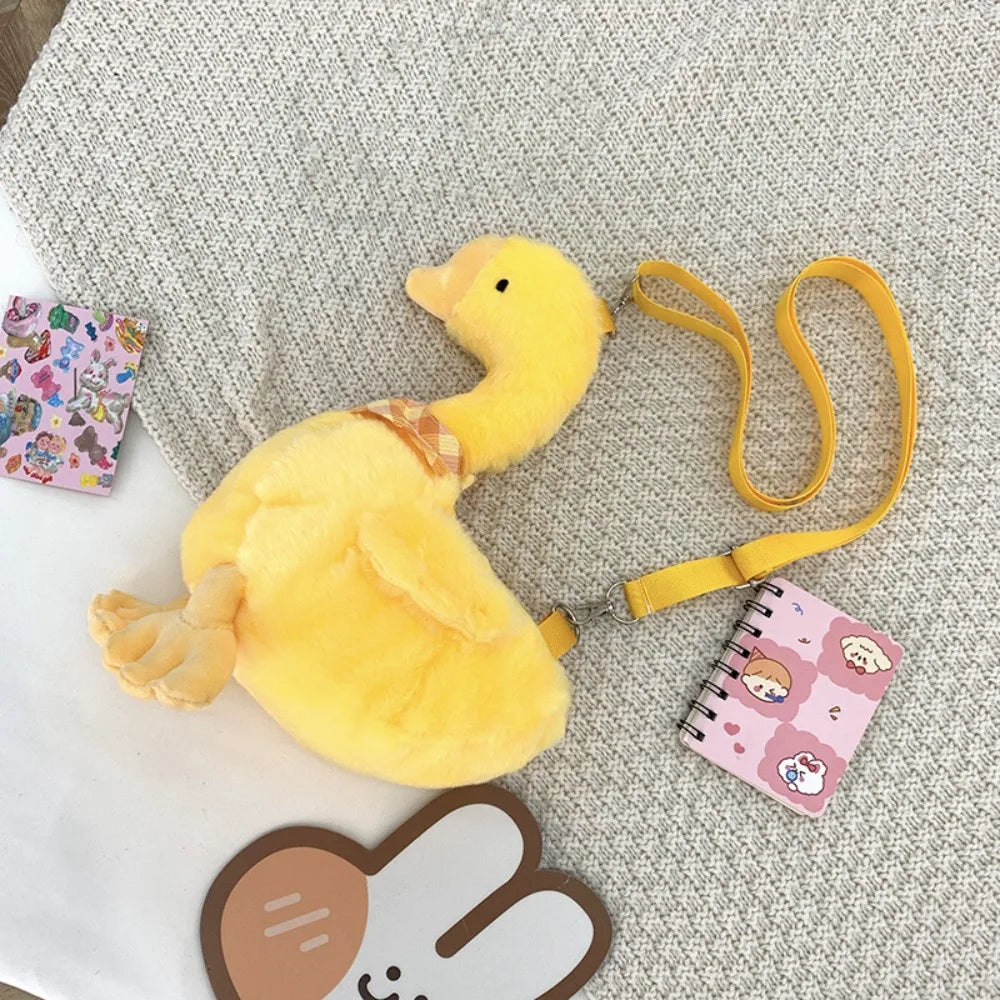 Portable Zipper Big Goose Bag Fluffy Solid Color Cute Duck Crossbody Bag Large Capacity Shoulder Bags Streetwear