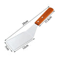 Stainless Steel Square Head Steak Cooking Spatula Wood Handle Pizza Shovel Pancake Beef Turner Scraper BBQ Utensils For Kitchen