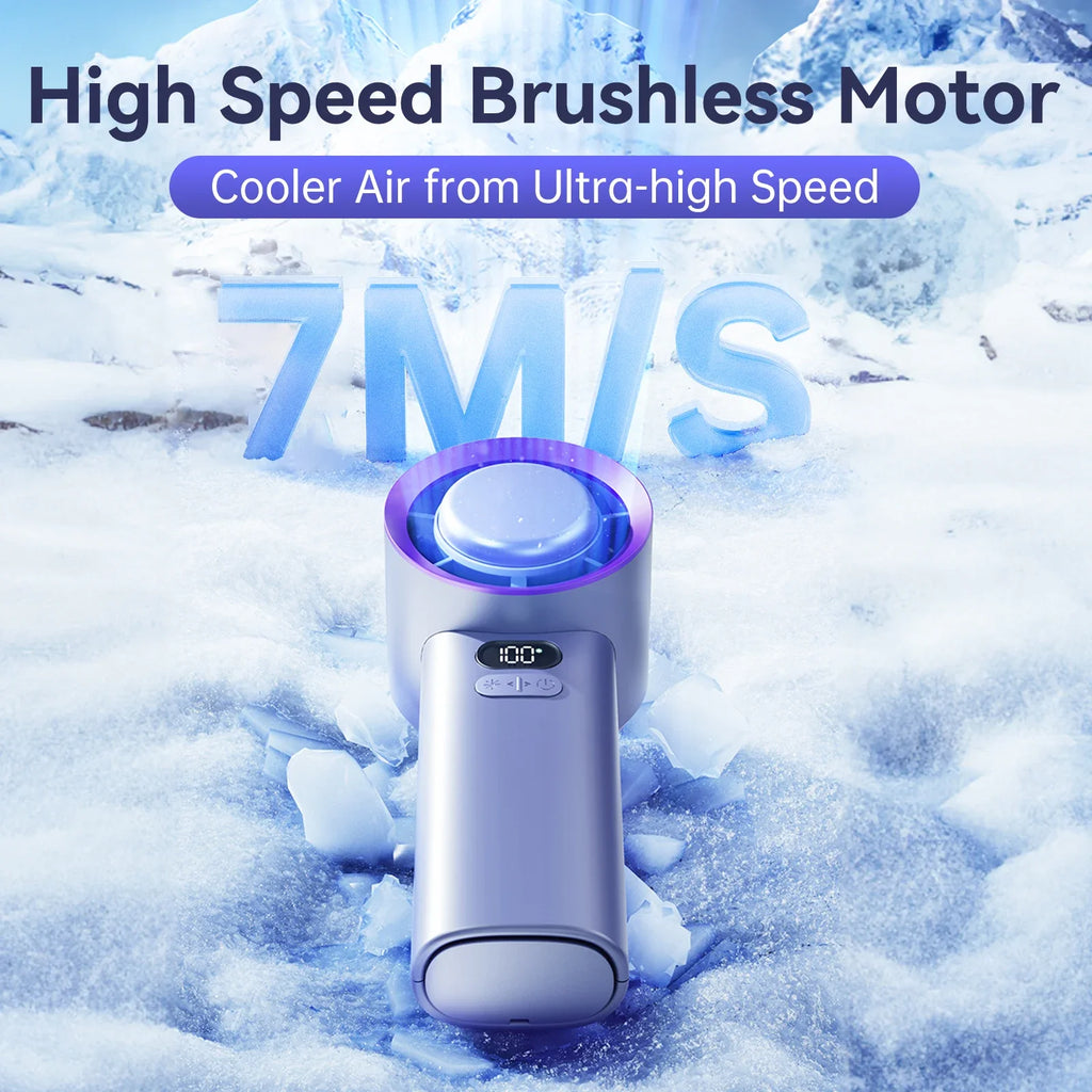 MUXNW Semiconductor Cooling Handheld Fan 13500RPM 100-Speed Digital Screen USB-C Bladeless Outdoor Fan Black