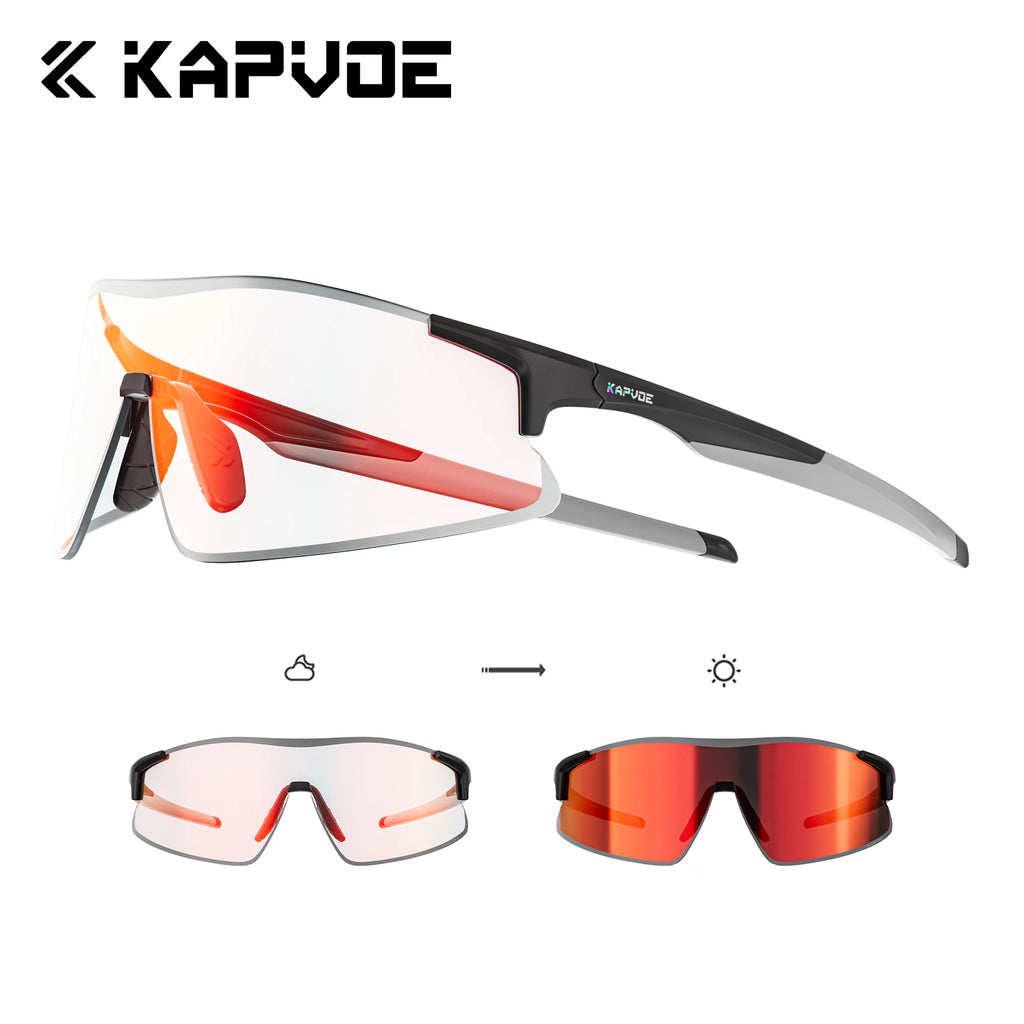 Kapvoe New Photochromic Running Sunglasses Men Women Marathon Ultralight Outdoor Sports Cycling Hiking UV400 Climbing Goggles