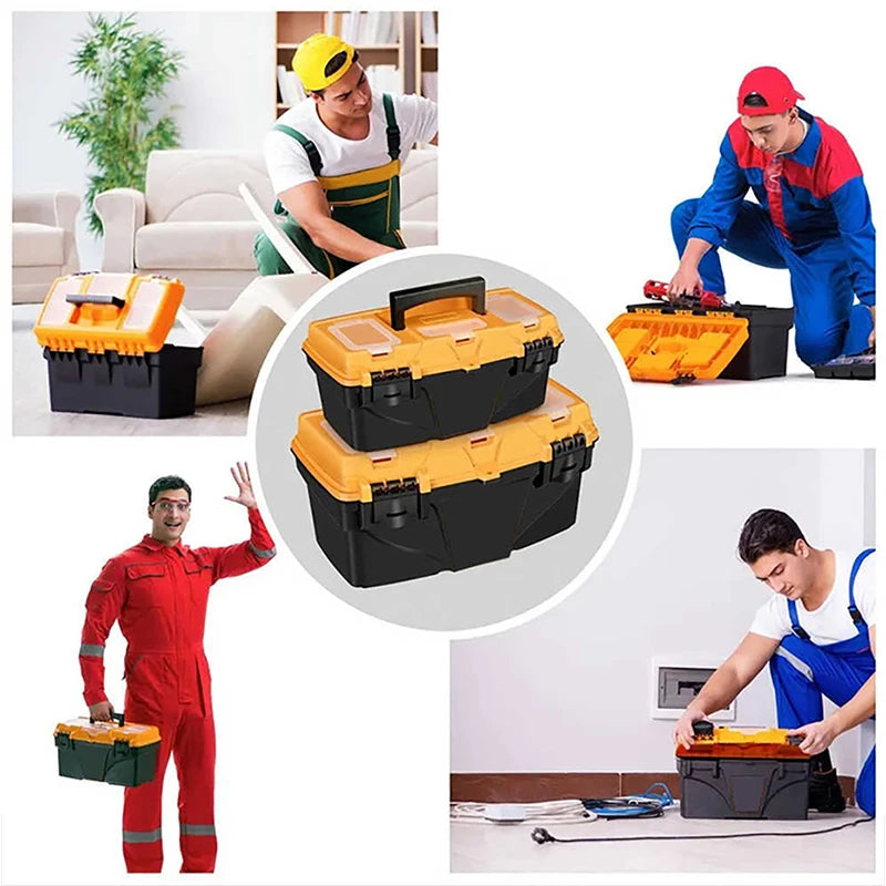 15 Inch Hardware Tools box, Plastic Thick Combination Suitcase Electrician Carpenter Electric Drill Storage Box