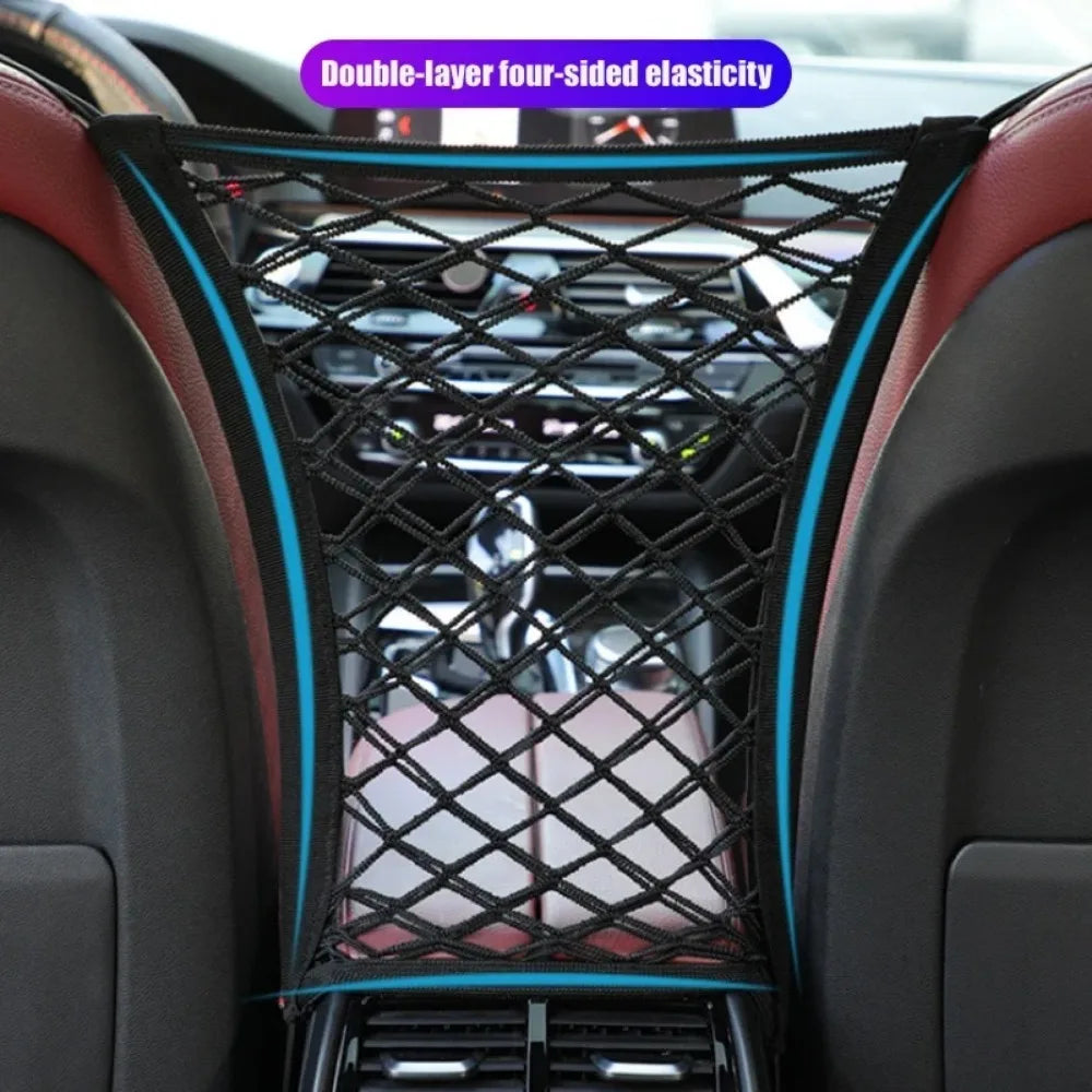 Car Seat Middle Storage Net Pocket Car Screen Elastic Children's Isolation Net Storage Net Seat Back Storage Bag